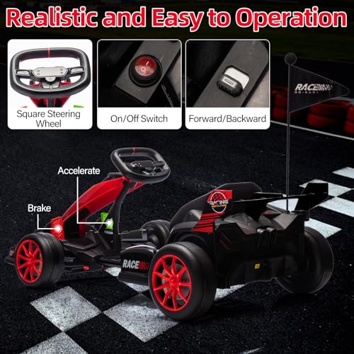 24V Kids Ride on Go Kart, 7.5mph Drifting Car, 7ah Battery 200W*2 Motors, Max Load 135lbs, White H787