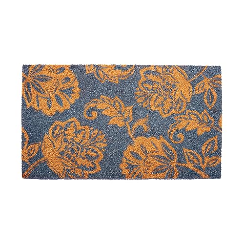 Blue Floral Print Coir Door Mat X931