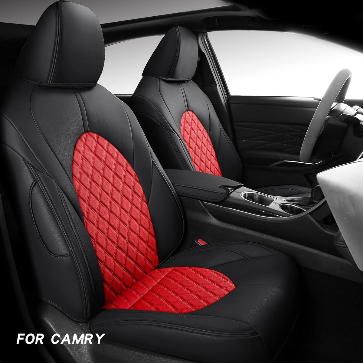 Full Coverage Faux Leather Car Seat Covers Full Set Beige Q429561