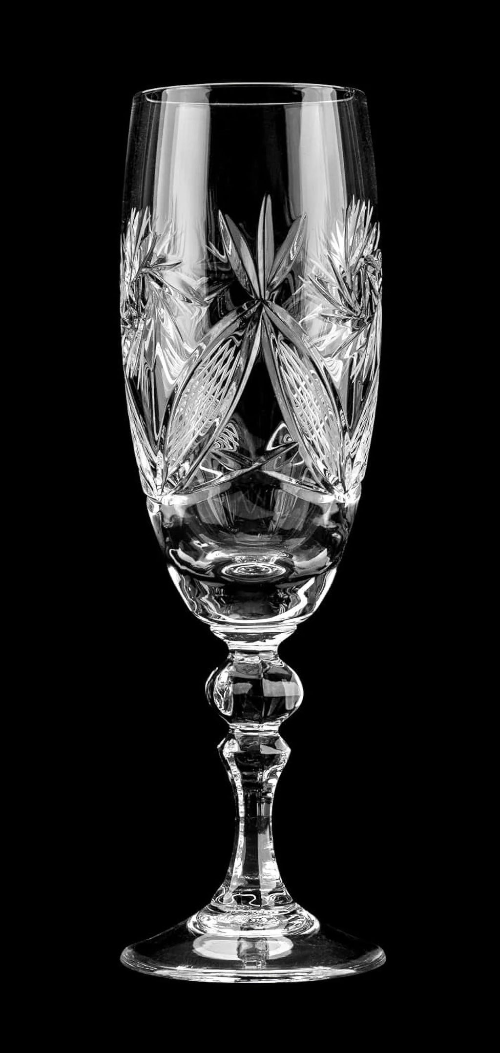 6 Cut Crystal Champagne Glasses 200Ml/6.8Oz A482