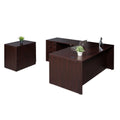 71 Inch Mahogany L-Shape Corner Desk with Storage Pedestal and Lateral File V670512