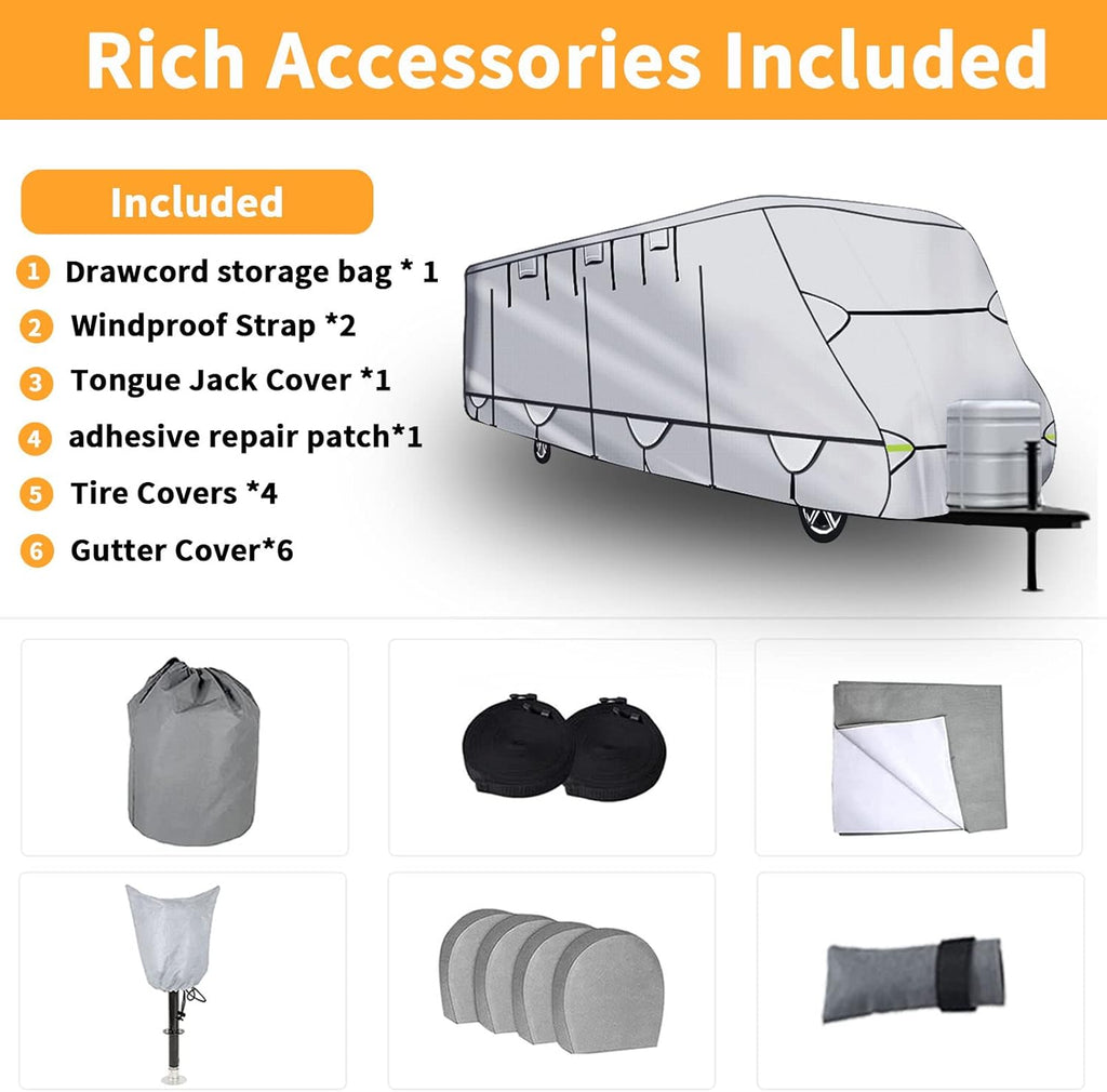 450D Oxford Cloth Travel Trailer RV Cover for 14-16ft Motorhome C605