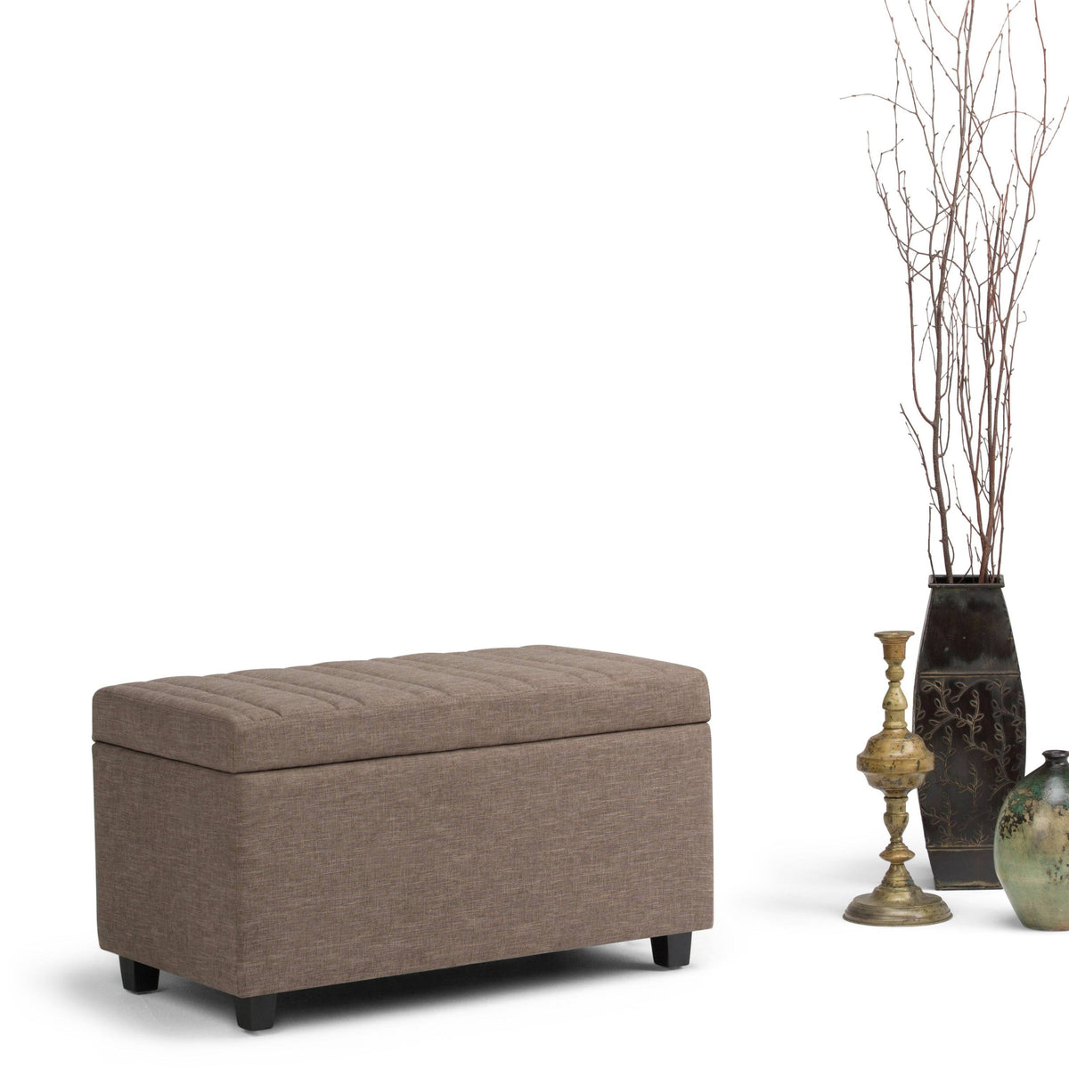 34 inch Wide Contemporary Rectangle Storage Ottoman Slate Grey A856485