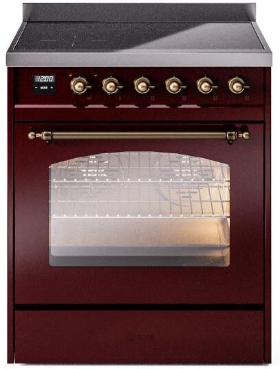 30 Induction Range with Electric Oven in Burgundy A8591