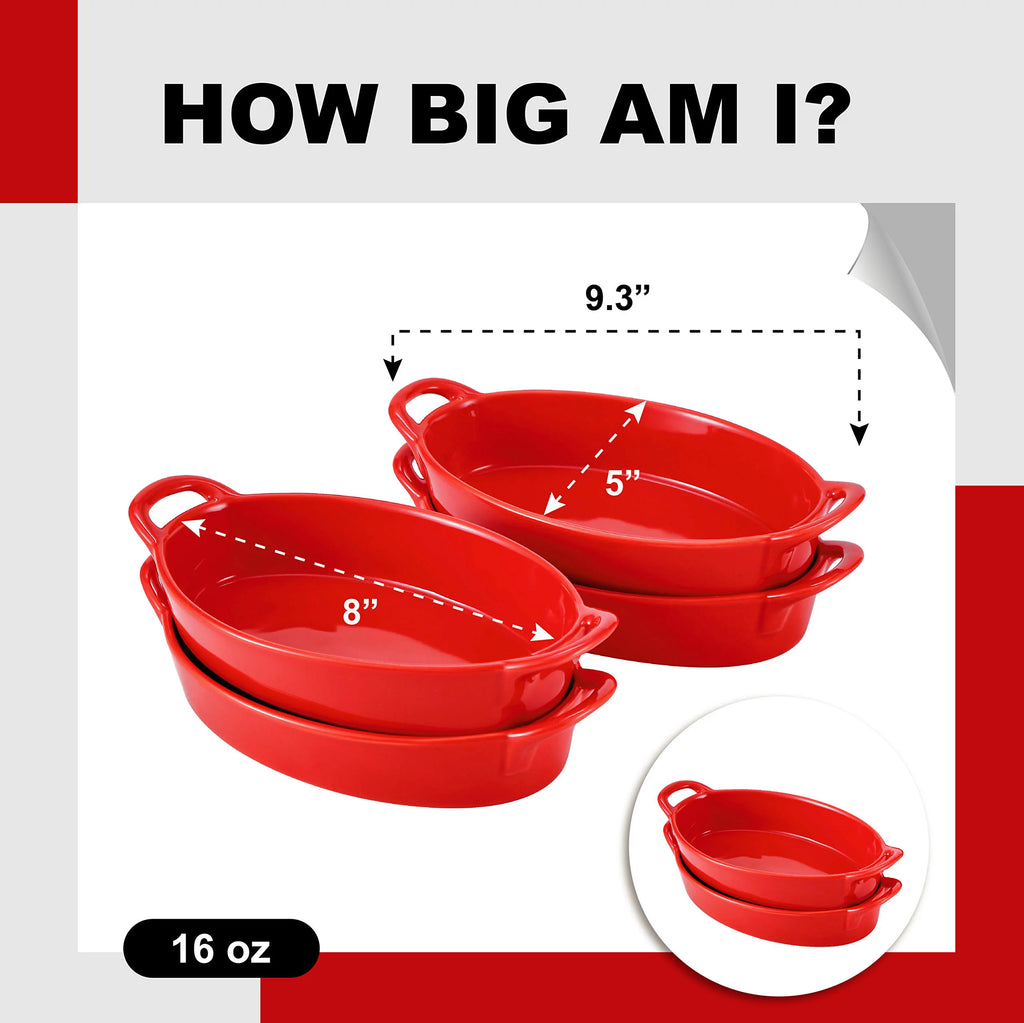 Set of 4 Oval Porcelain Baking Dishes K68560