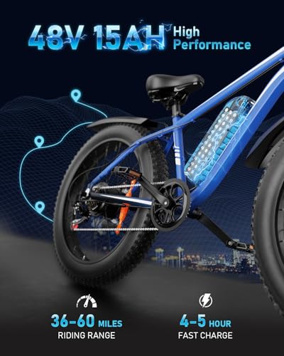 Electric Bike 1500W 48V 15AH 26" Fat Tire 7 Speed D863356