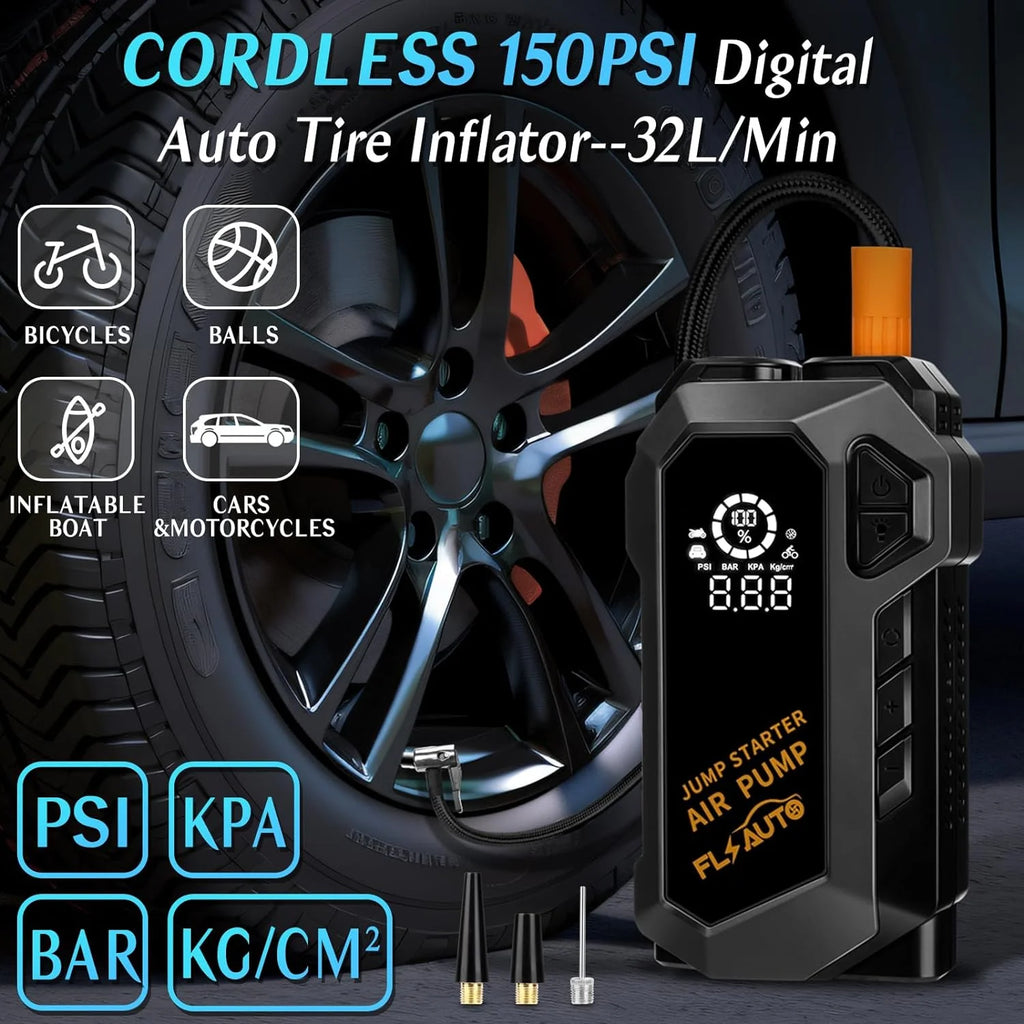 Portable 4000A Peak Car Jump Starter with 150 PSI Air Compressor Q22495