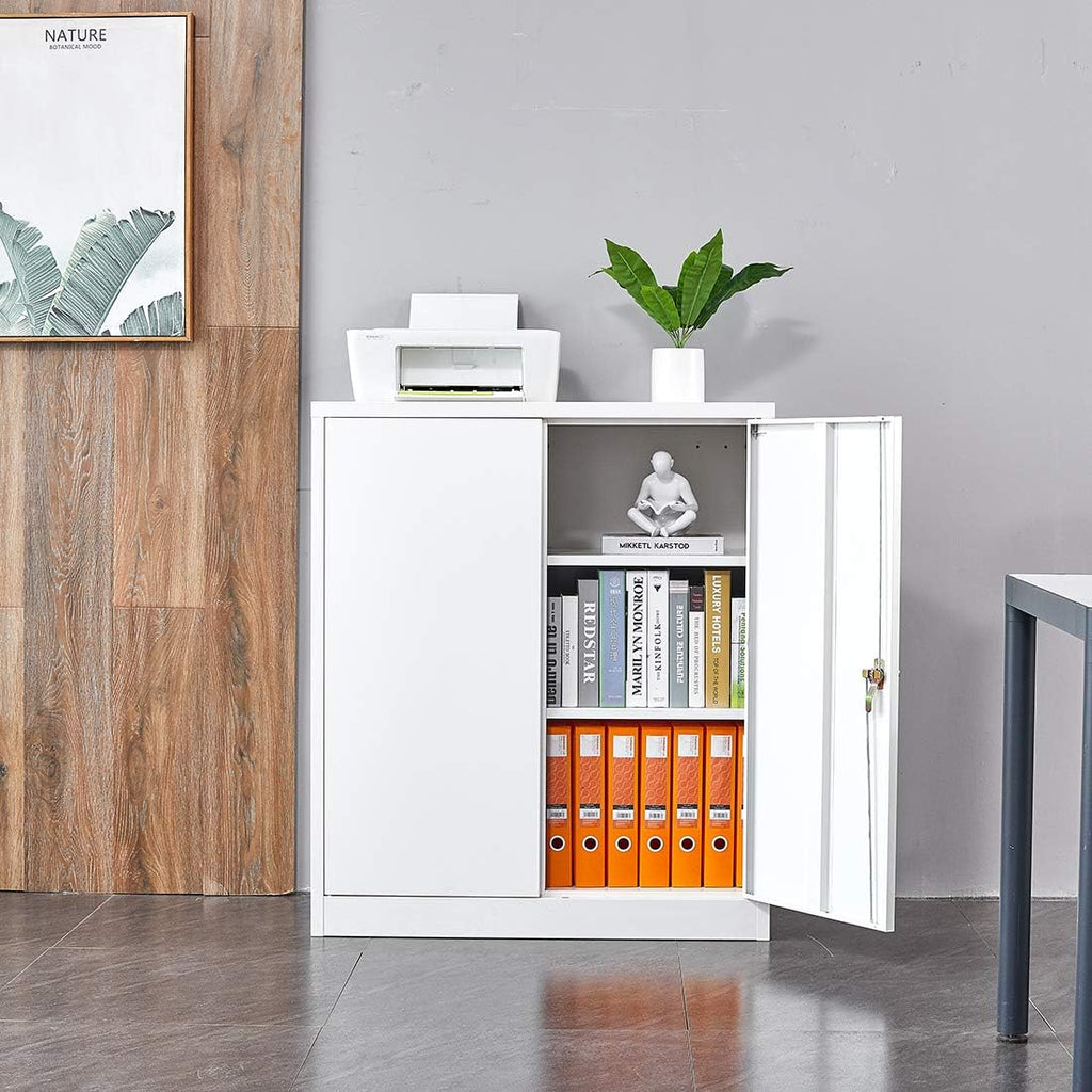 Black Metal Storage Cabinet with 4 Adjustable Shelves Z78408