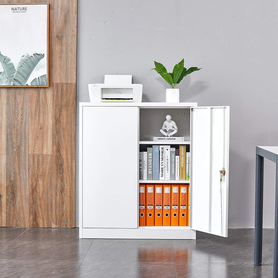 Black Metal Storage Cabinet with 4 Adjustable Shelves Z78408