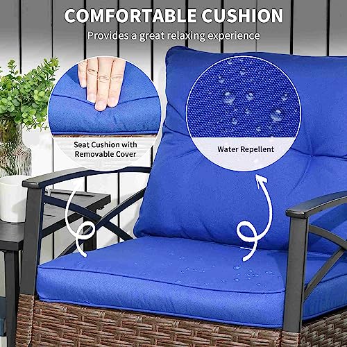 3 Piece Wicker Patio Rocking Chair Set with Coffee Table H127