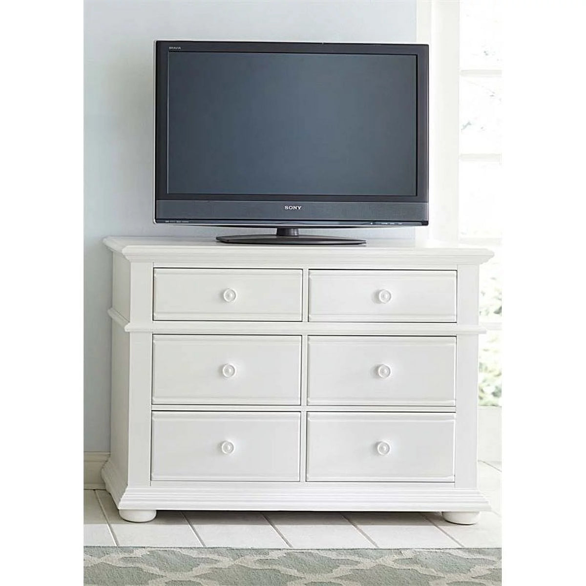 6 Drawer Media Chest in Oyster White O27029