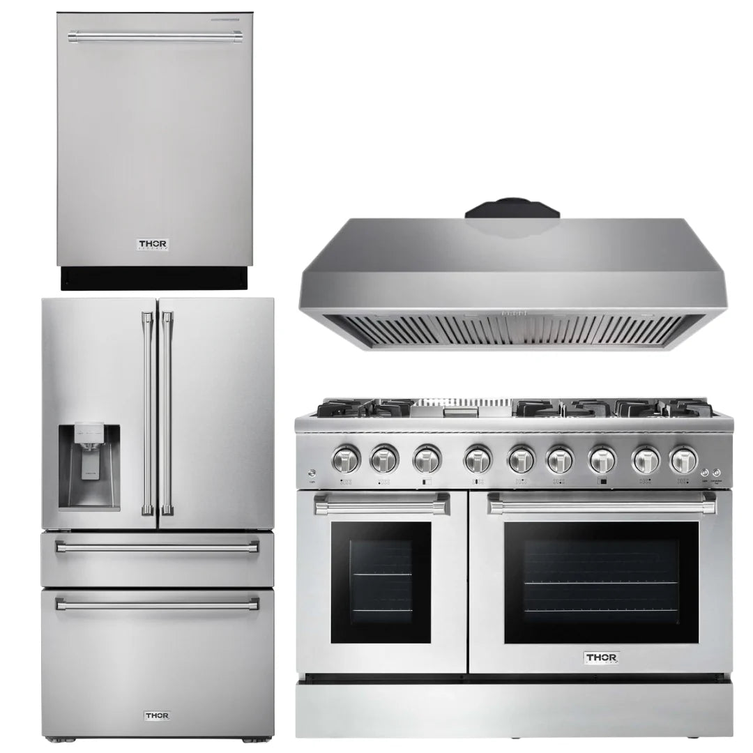48 Propane Dual Fuel Range, Range Hood, Refrigerator, Dishwasher F951