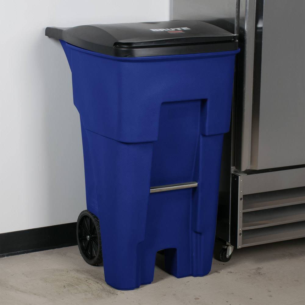 65 gal. Blue Rectangular Trash Can W1176