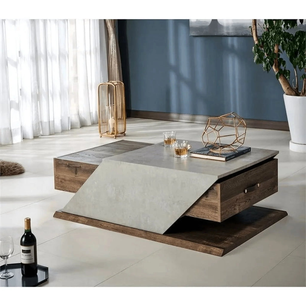Oak Wood Storage Coffee Table and End Table Set O307