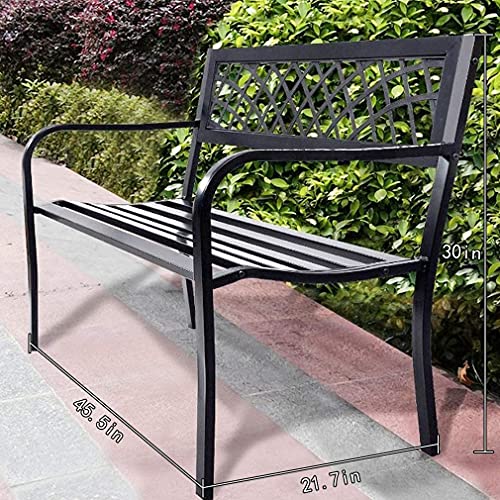 Black Iron Steel Patio Bench with Mesh Pattern A38030