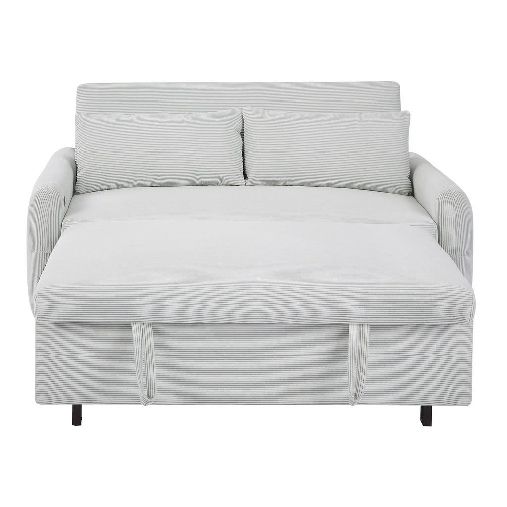 2-Seater Pull-Out Sofa Bed with Adjustable Backrest and USB Port F462546