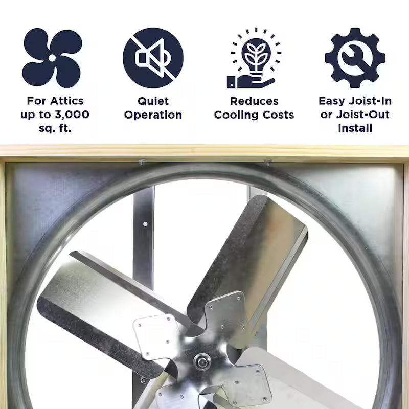 White Galvanized Steel Whole House Fan V997