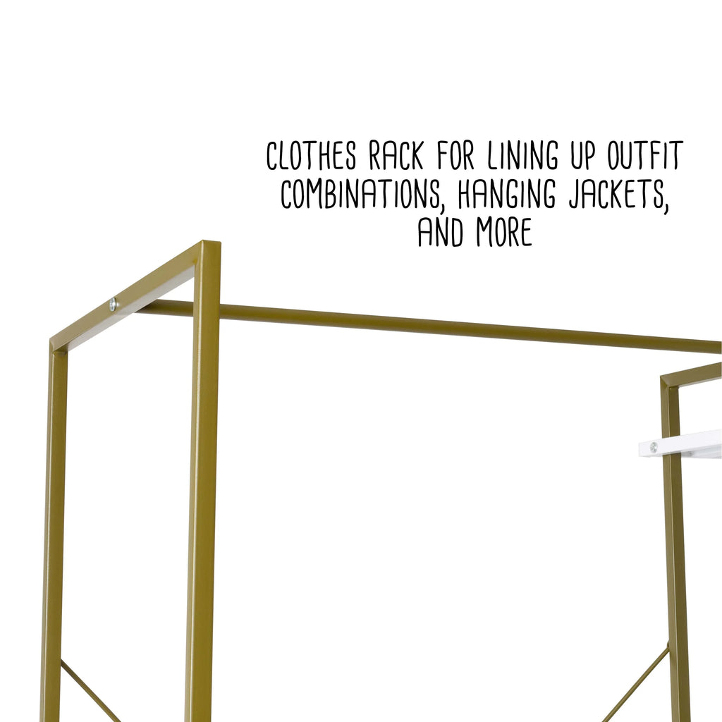 Freestanding Open Metal Closet Wardrobe with 4 Shelves V464048