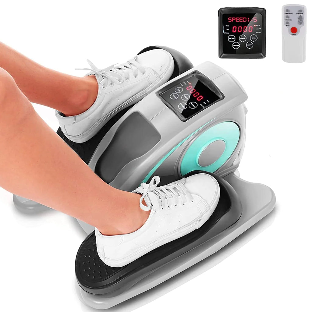 Under Desk Elliptical Machine, Mini Seated Elliptical with 5 Adjustable Speed, Gray Q678
