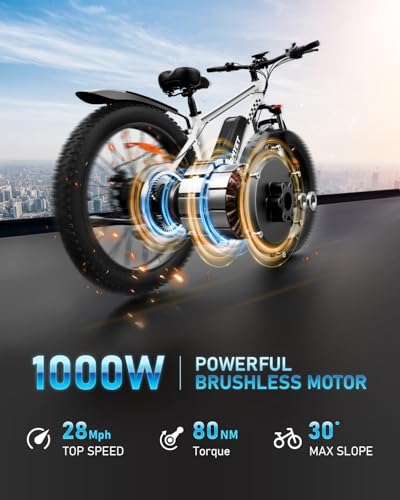 Electric Bike 1500W 48V 15AH 26" Fat Tire 7 Speed D863356