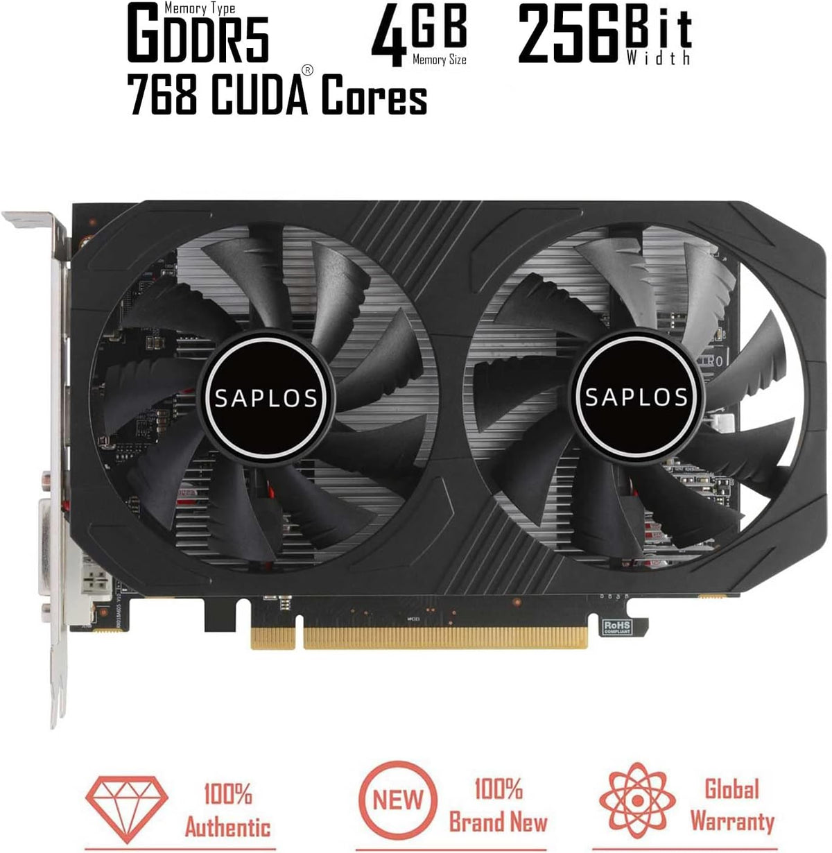 4GB GDDR5 256 Bit Graphics Card with Dual Fans V183