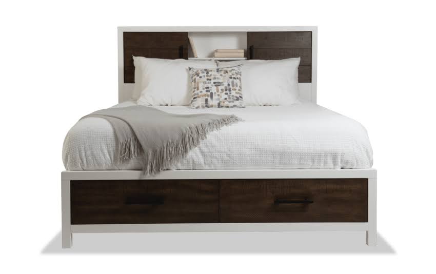 White Brown Twin Bookcase Storage Bed L42853