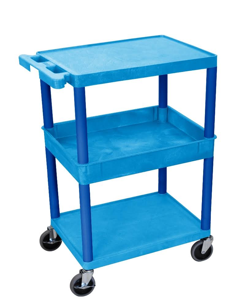 Blue Flat Top/Bottom and Tub Middle Shelf Cart B33301