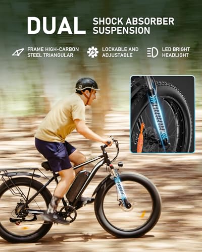 Electric Bike 1500W 48V 15AH 26" Fat Tire 7 Speed D863356