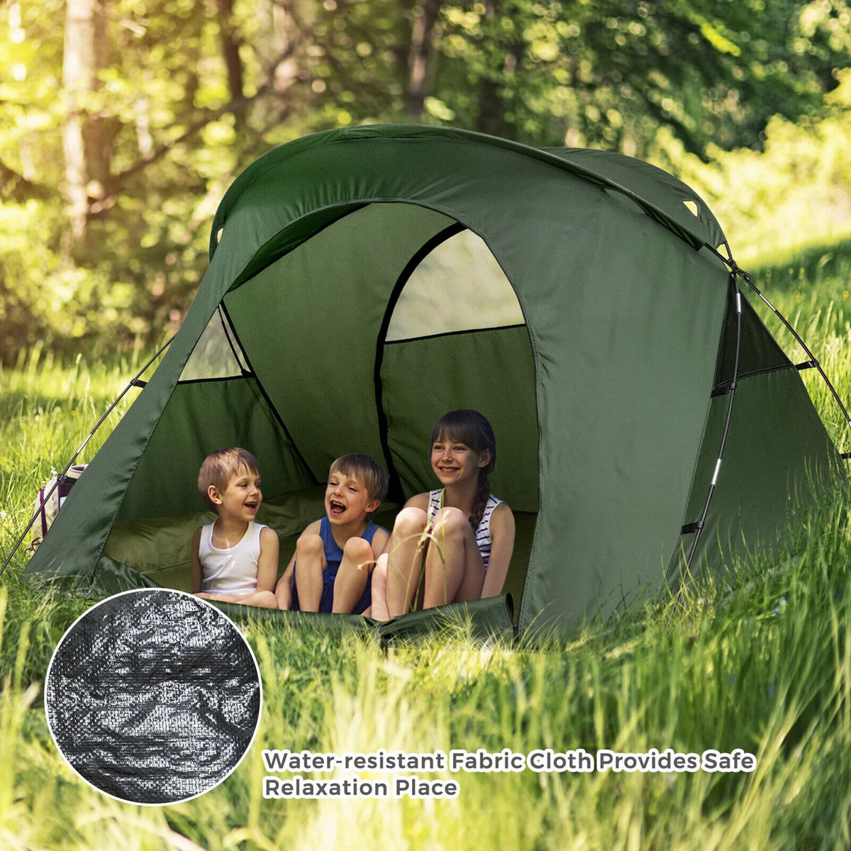 2-Person Elevated Camping Tent Cot with External Cover Green C8811