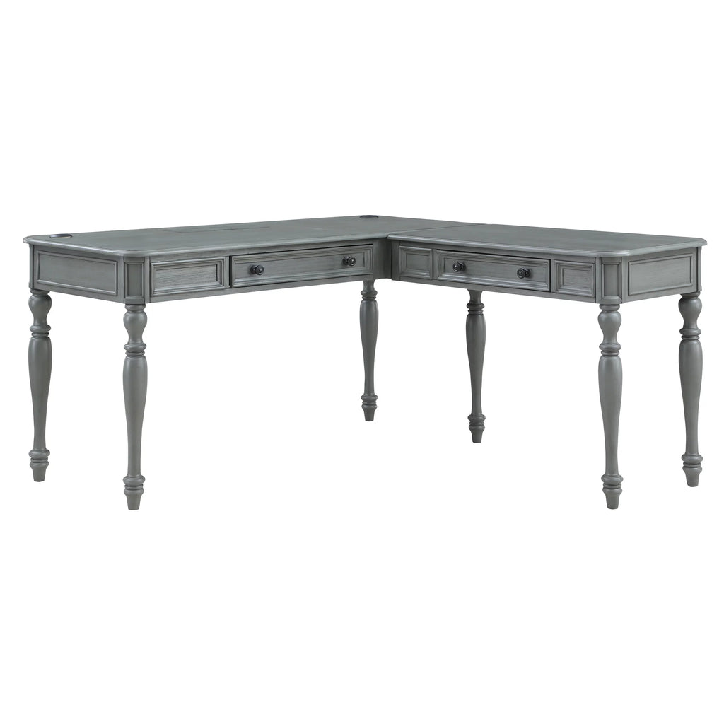 L-Shape Engineered Wood Desk with Power J9742