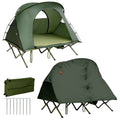 2-Person Elevated Camping Tent Cot with External Cover Green C8811