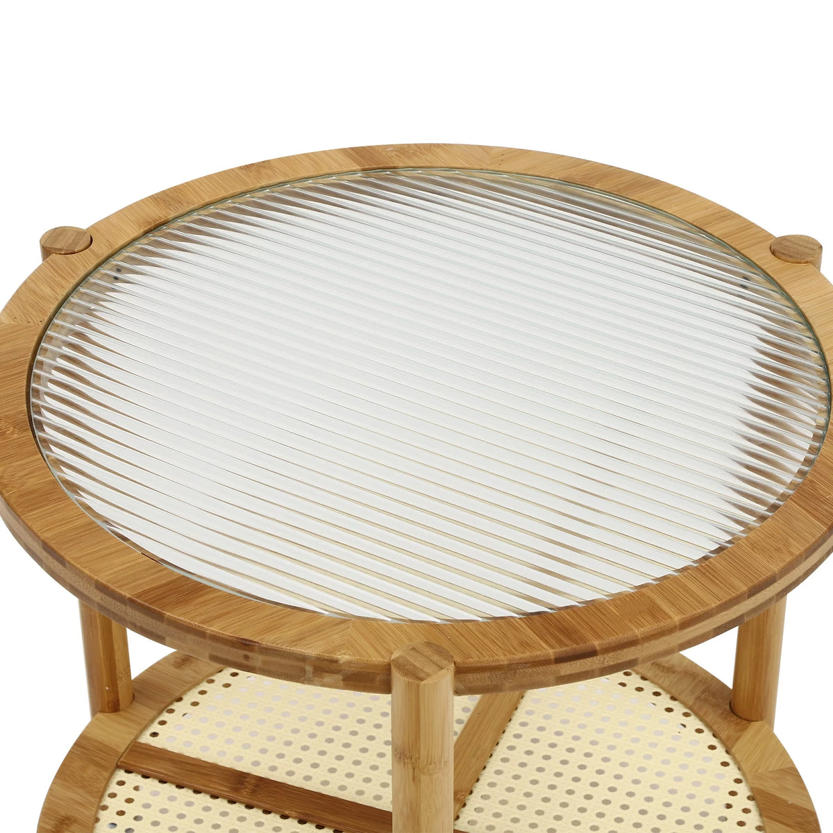 Round Wood Coffee Table with Storage Shelves N429282