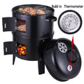 3-in-1 Steel Charcoal Smoker BBQ Grill with Thermometer M77232
