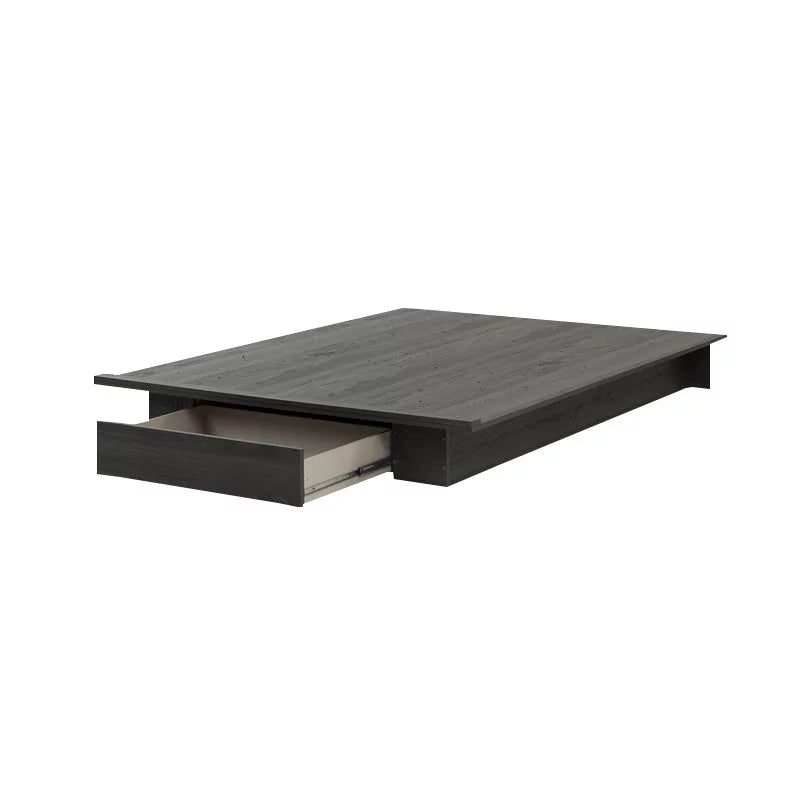 Queen Platform Bed & Headboard Set in Gray Oak D971452
