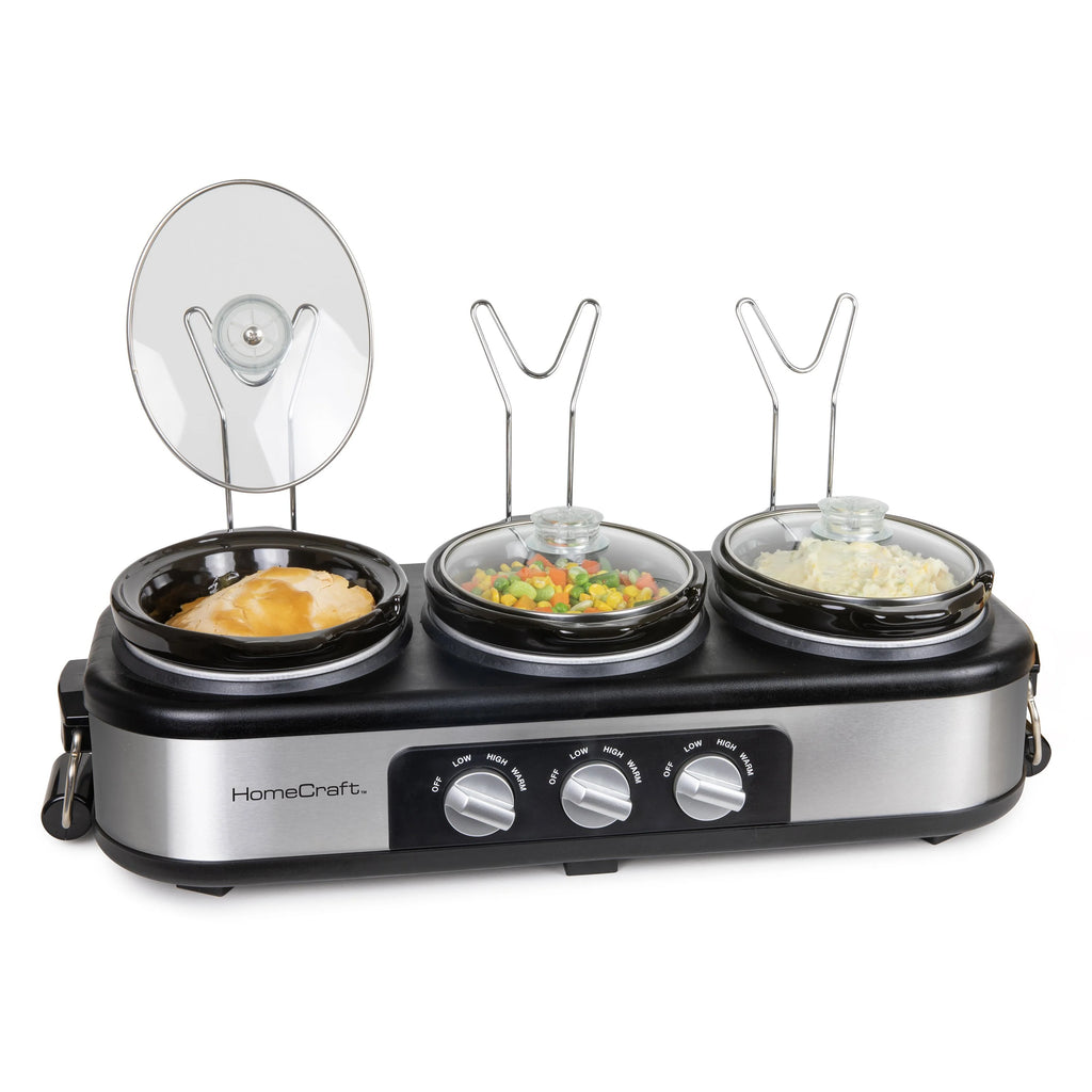 3-Station 1.5-Quart Oval Slow Cooker Buffet, Stainless Steel T971931