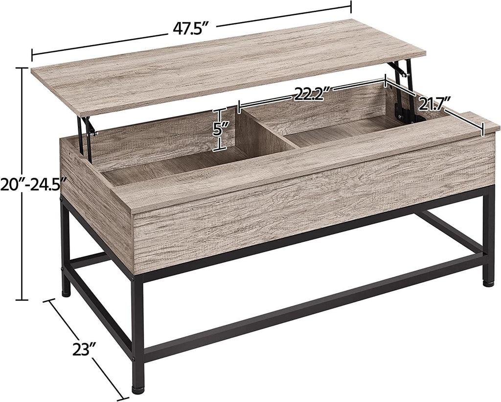 47.5" Lift Top Coffee Table with Hidden Storage Compartment V27962