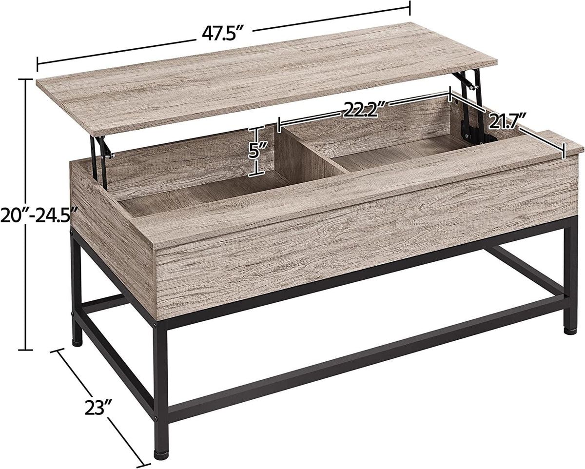 47.5" Lift Top Coffee Table with Hidden Storage Compartment V27962