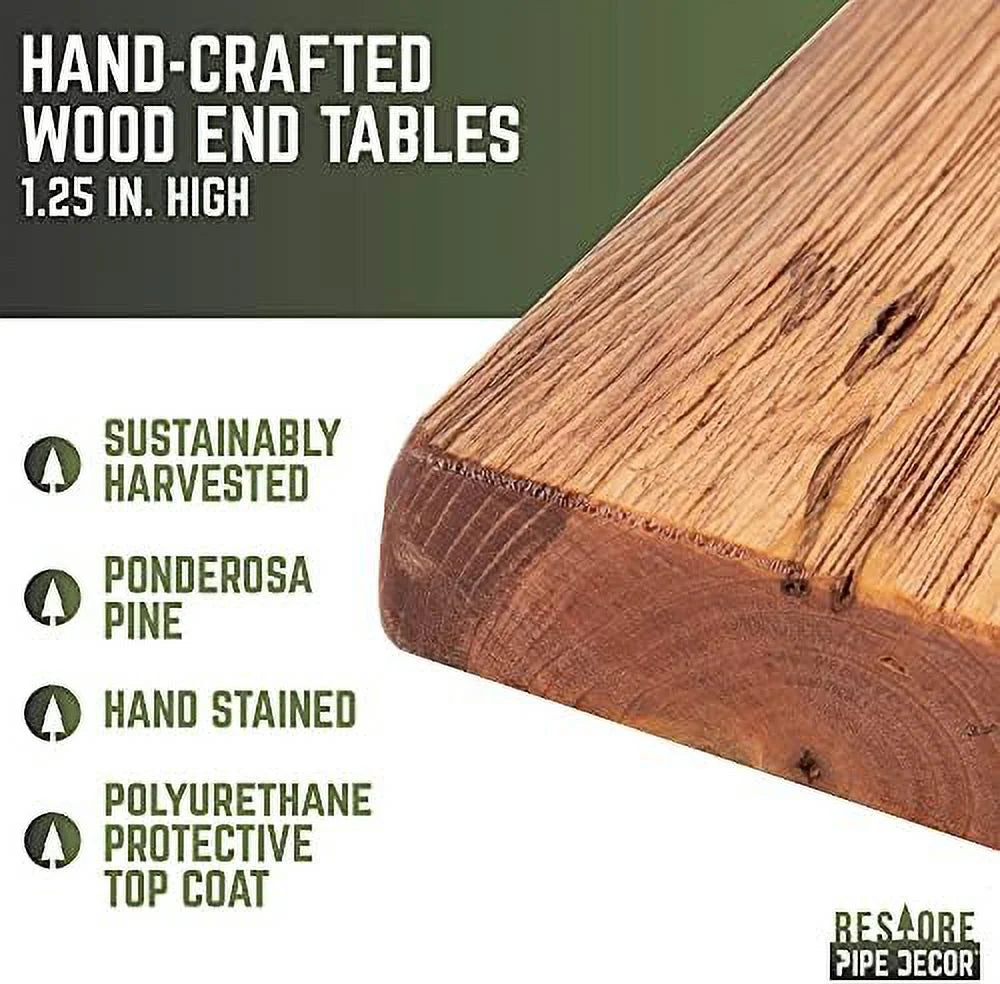 Solid Wood End Table 22 in. x 18 in. x 1.25 in. Reclaimed Pine Black J684843