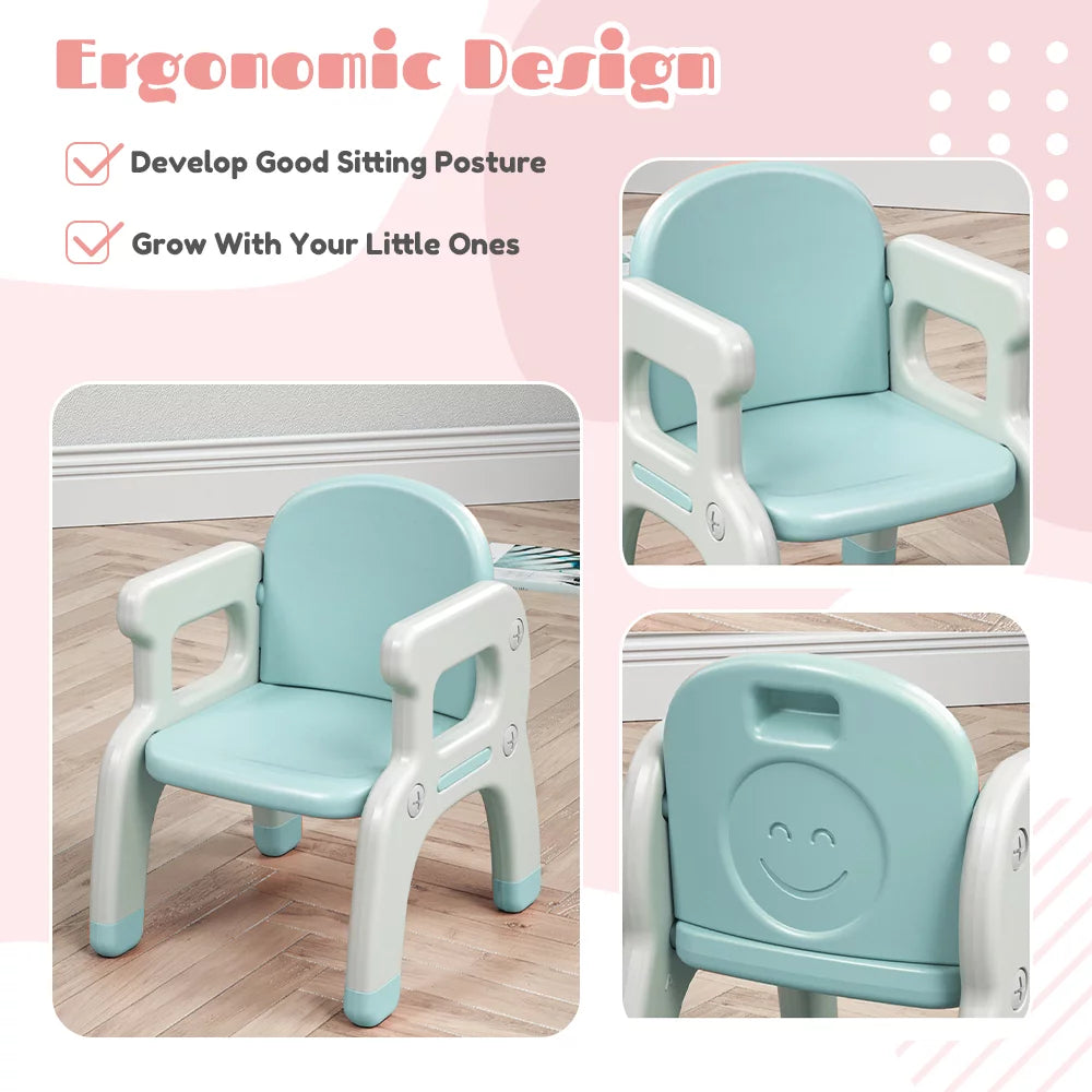 Kids Learning Desk and 2 Chairs Set Blue R654