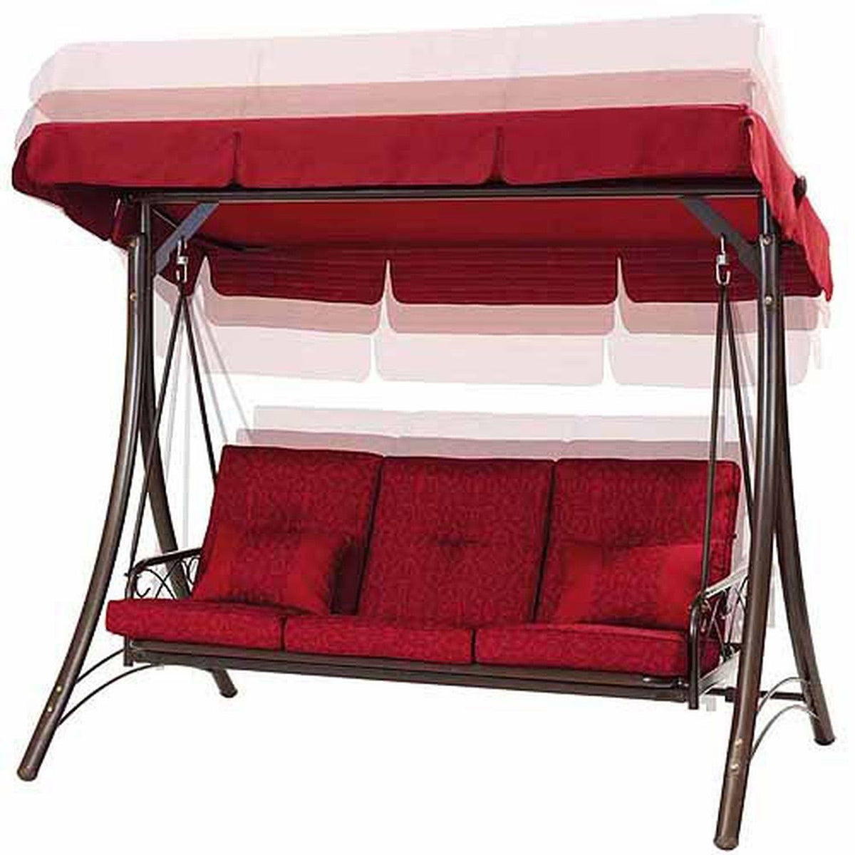 Red 3-Seat Canopy Porch Swing Bed D400