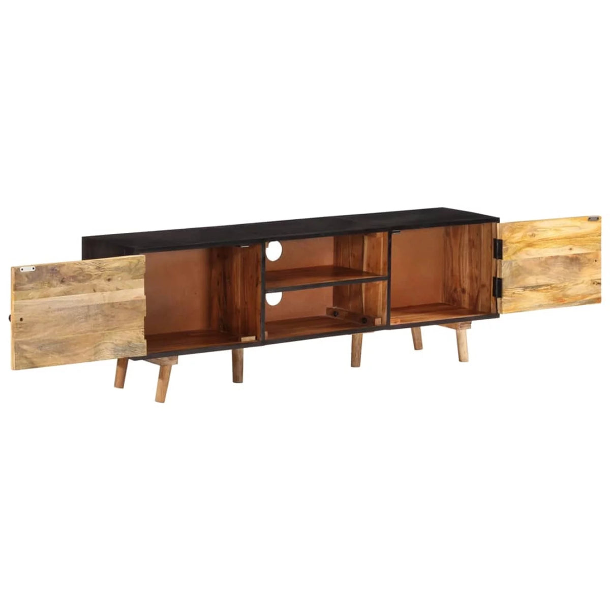 Rough Mango Wood and Solid Acacia Wood TV Cabinet with Storage Shelf L923430