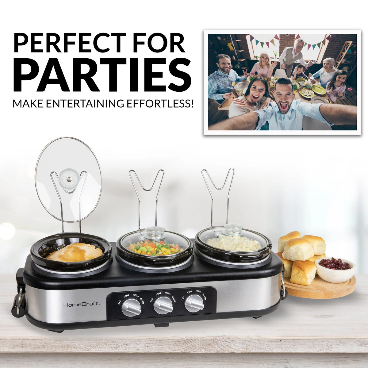 3-Station 1.5-Quart Oval Slow Cooker Buffet, Stainless Steel T971931