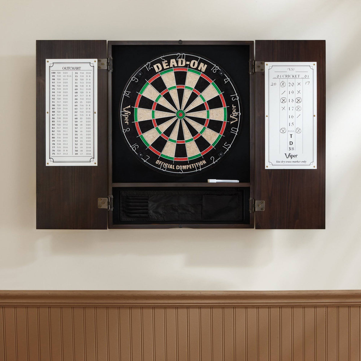 Solid Wood Cabinet & Sisal/Bristle Dartboard Set U737