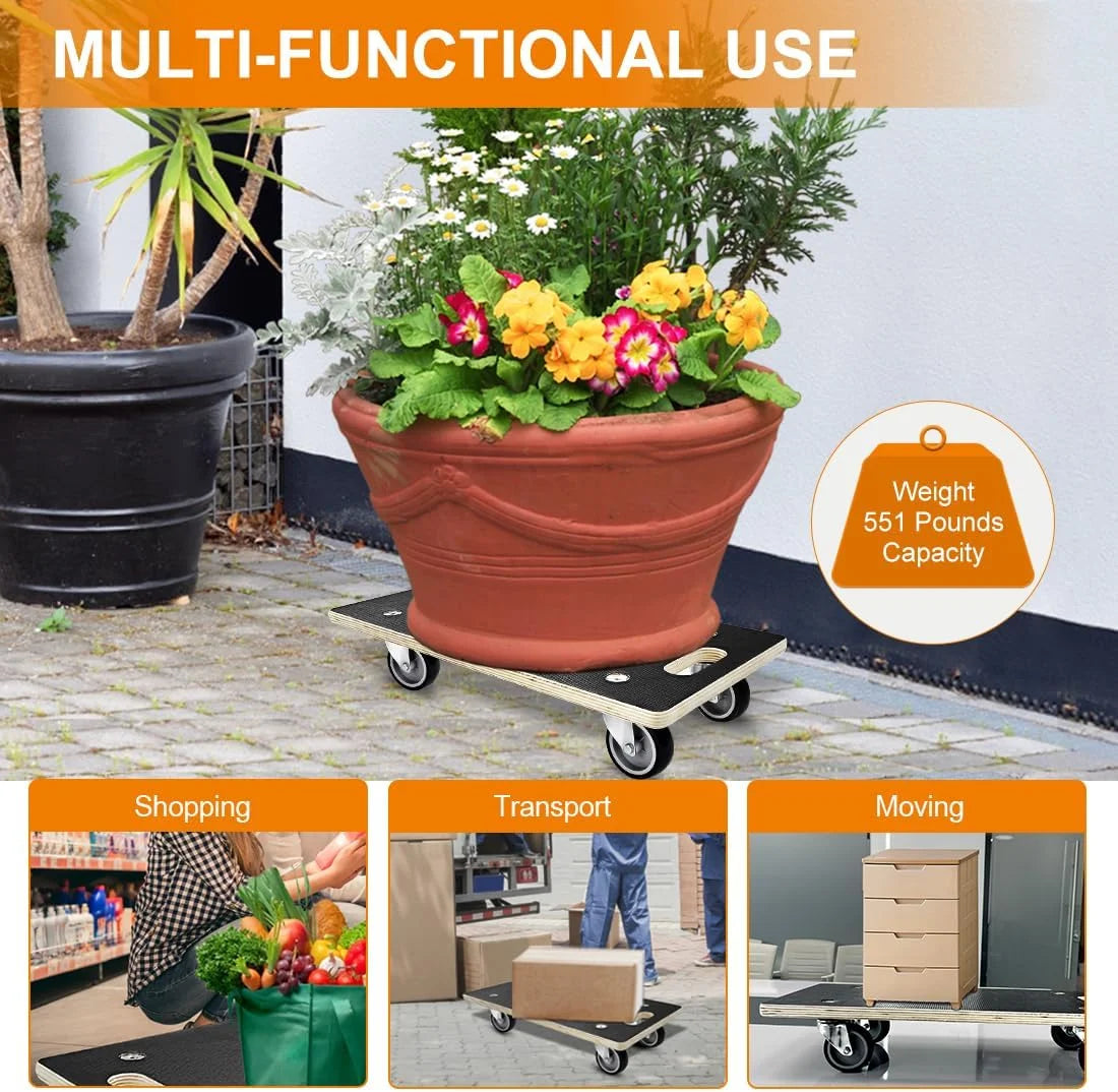 2Pcs Wood Platform Dolly with 4 Wheels N6832