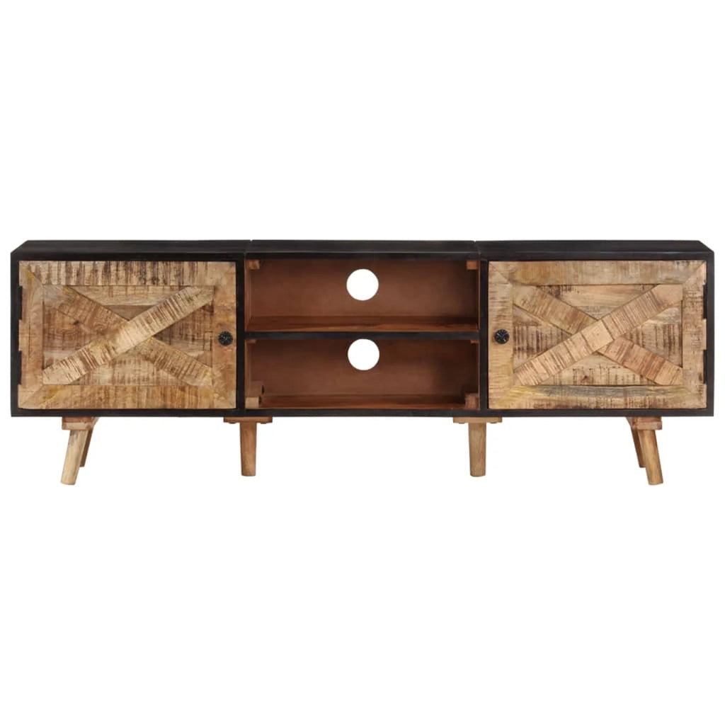 Rough Mango Wood and Solid Acacia Wood TV Cabinet with Storage Shelf L923430