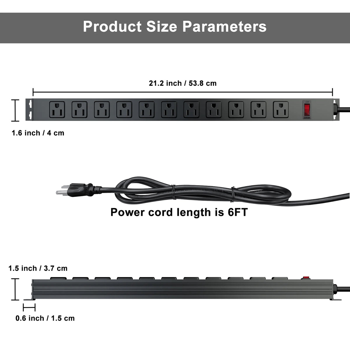 Black 11 Outlets Power Strip X9177
