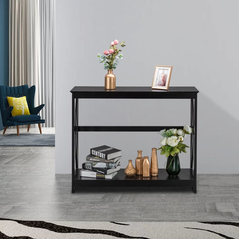 Black 2 Tier Console Table D7557