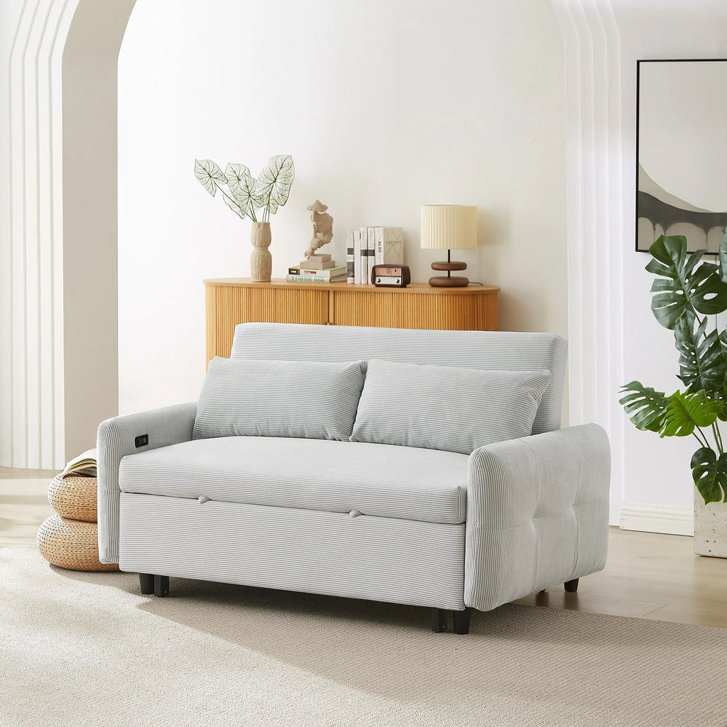 2-Seater Pull-Out Sofa Bed with Adjustable Backrest and USB Port F462546