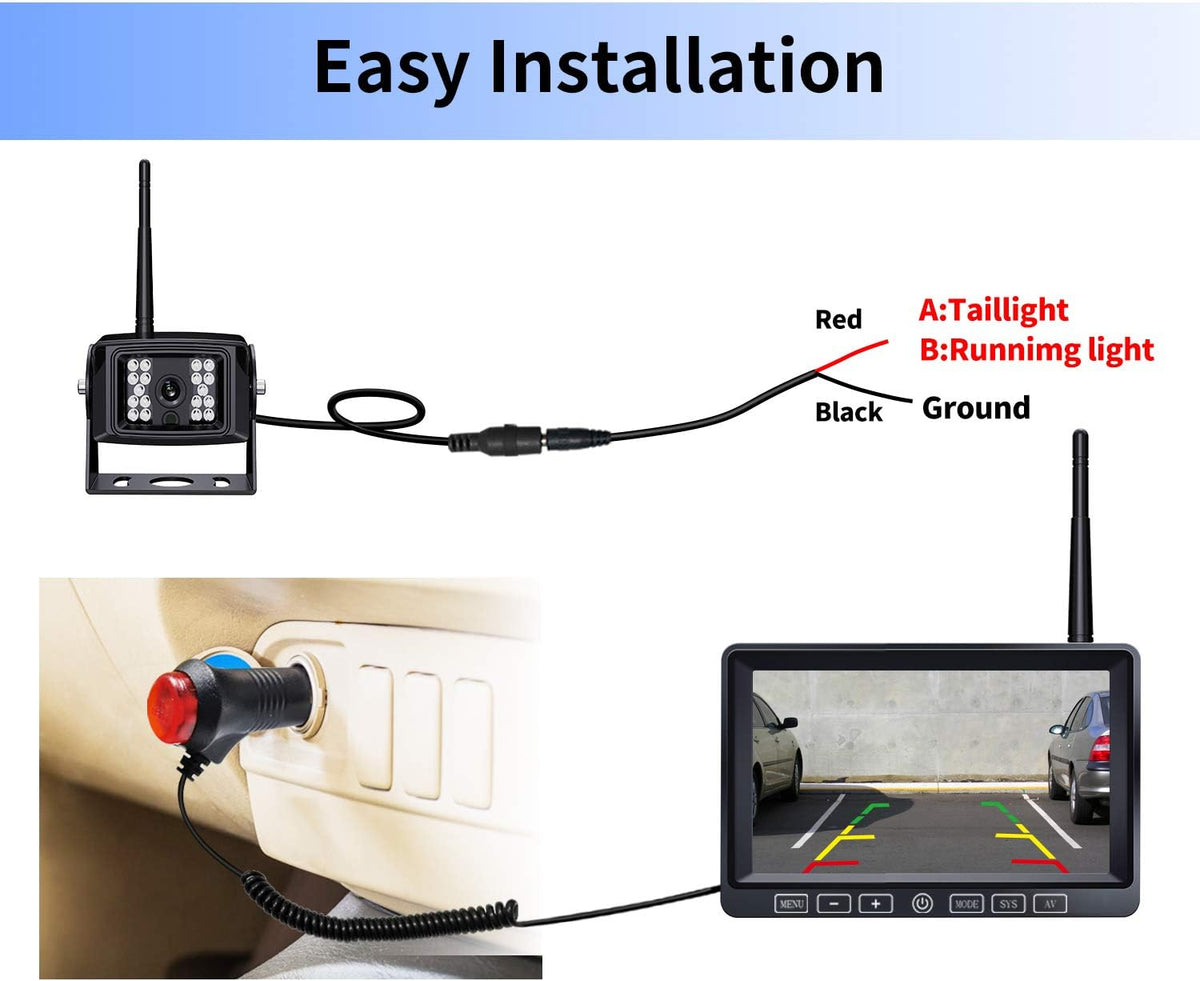 9 Inch Wireless Backup Camera System with DVR Quad Split Monitor I464269