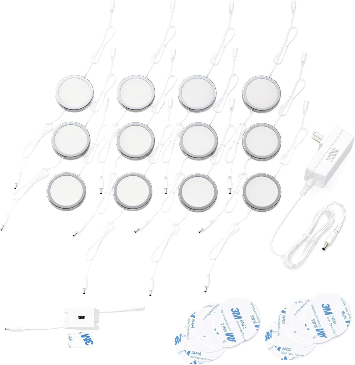 Under Cabinet Puck Lights with Hand Wave Sensor, Dimmable, Pack of 12, Cool White B5541